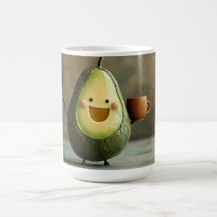 Happy Avocado Enjoying a Cup of Tea
