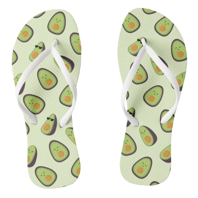 Happy Avocados Kawaii Adult Flip flops (Footbed)