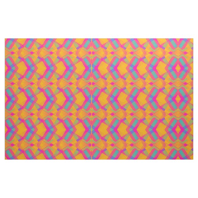 Happy Aztec Orange Bleu rose Motif tissu (Fat Quarter)