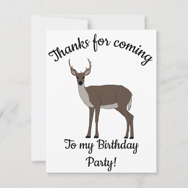 Happy B-day Buck Deer Thank You Card (Front)