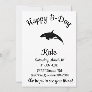 Happy B-day Orca Whale Invitation