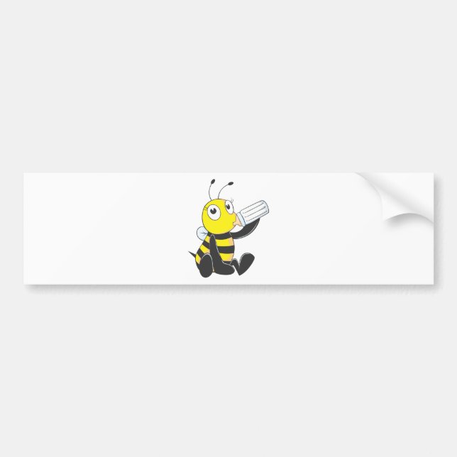 Happy Baby Bee Drinking Milk Bumper Sticker (Front)