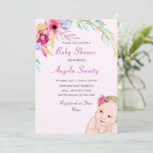 Happy Baby Girl Shower Invitation Template