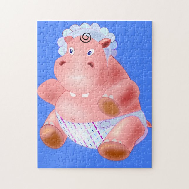 Happy Baby Hippo Jigsaw Puzzle (Vertical)
