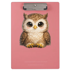 Happy Baby Owl Cartoon Art for Kids and Cozy Gifts Clipboard