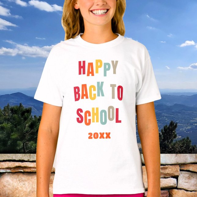 Happy Back To School Custom Text Colourful T-Shirt (Creator Uploaded)