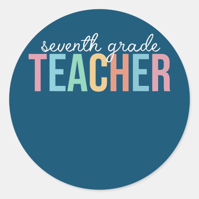 Happy Back To School Day 7th Seventh Grade Classic Round Sticker (Front)