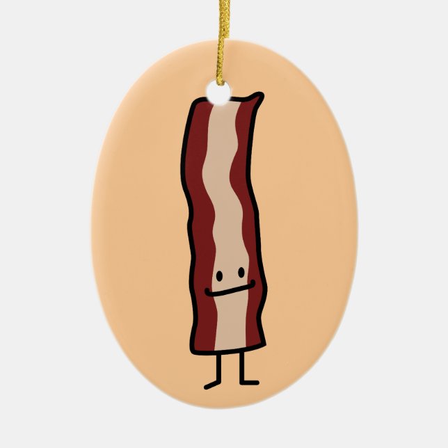Happy Bacon Smirk Classic Design Ceramic Ornament (Front)