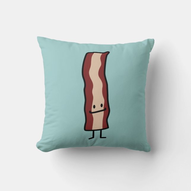 Happy Bacon Smirk Classic Design Throw Pillow (Front)