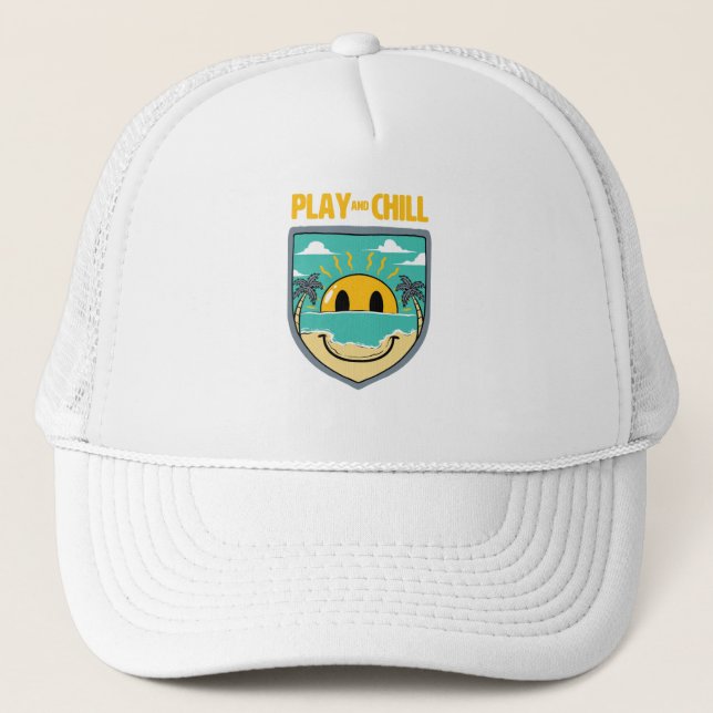 Happy Badge Trucker Hat (Front)
