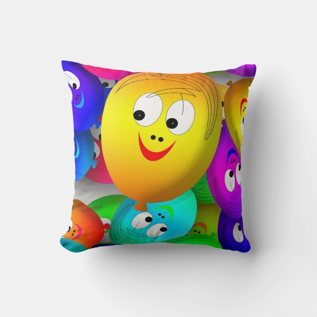 happy balloons throw pillow (Front)