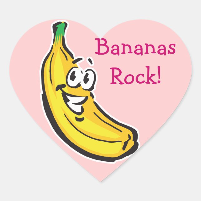 happy banana heart sticker (Front)