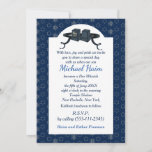 Happy Bar Mitzvah 20XX Blue Decorative Invitation<br><div class="desc">Happy Bar Mitzvah 20XX Greeting card,  Invitation with template. Tefillin. Navy Blue colour. Modern Design. Religious Events Bar Mitzvahs. Invitations & Stationery > Invitations & Announcements</div>
