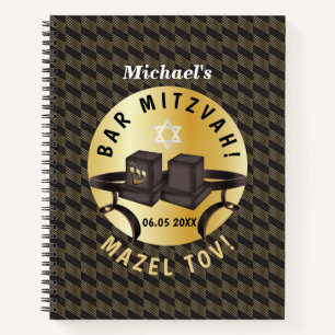 Happy Bar Mitzvah 20XX Gold Thank You Notebook
