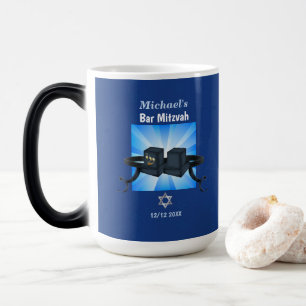 Happy Bar Mitzvah 20XX Tefillin Blue Personalized Magic Mug