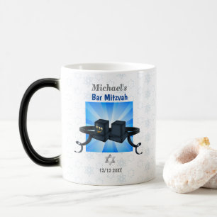 Happy Bar Mitzvah 20XX Tefillin Blue Personalized Magic Mug