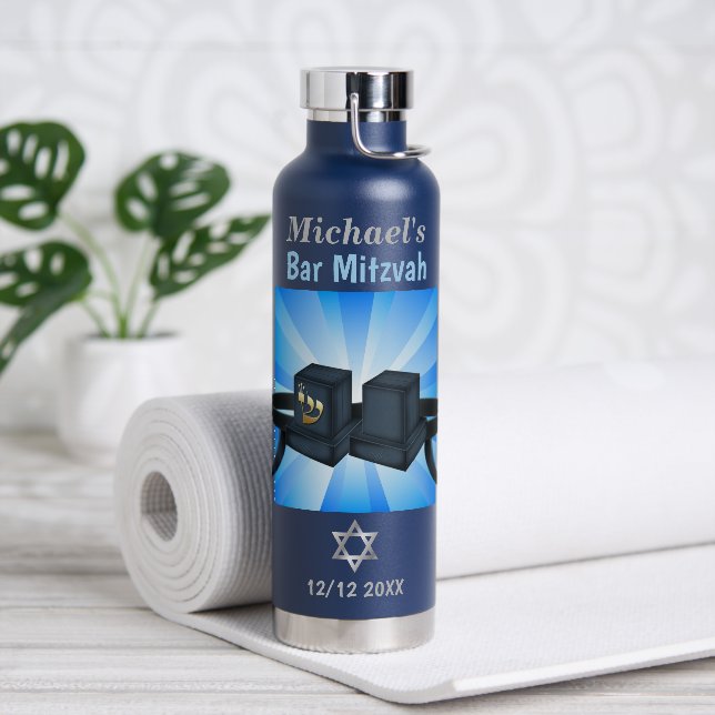 Happy Bar Mitzvah 20XX Tefillin Mazel Tov!  Water Bottle (Yoga)