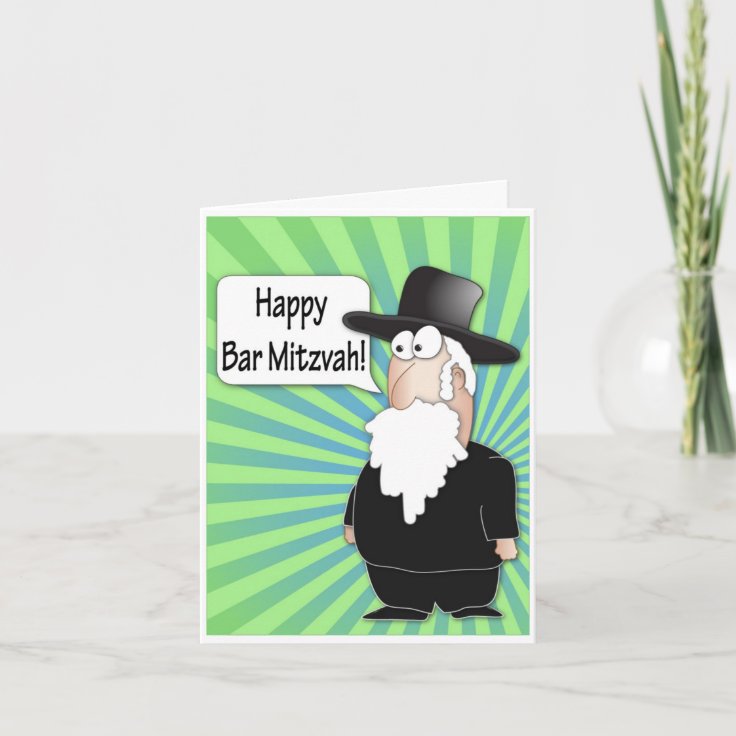 Happy Bar Mitzvah greeting card Funny Rabbi Zazzle