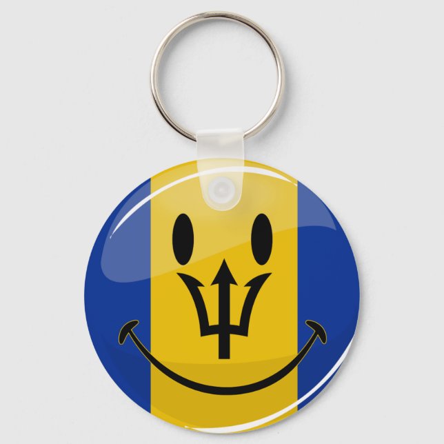 Happy Barbados Flag Keychain (Front)