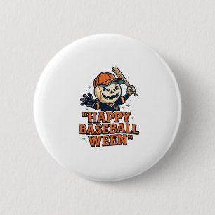 Happy Baseball Ween Vintage Halloween Baseball Des 2 Inch Round Button