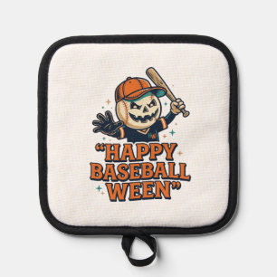 Happy Baseball Ween Vintage Halloween Baseball Des Pot Holder