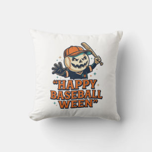 Happy Baseball Ween Vintage Halloween Baseball Des Throw Pillow