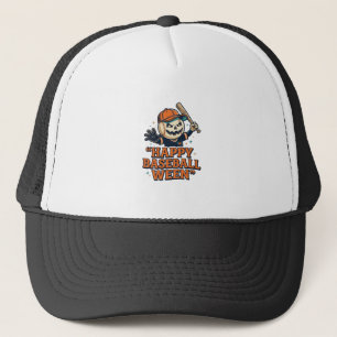 Happy Baseball Ween Vintage Halloween Baseball Des Trucker Hat