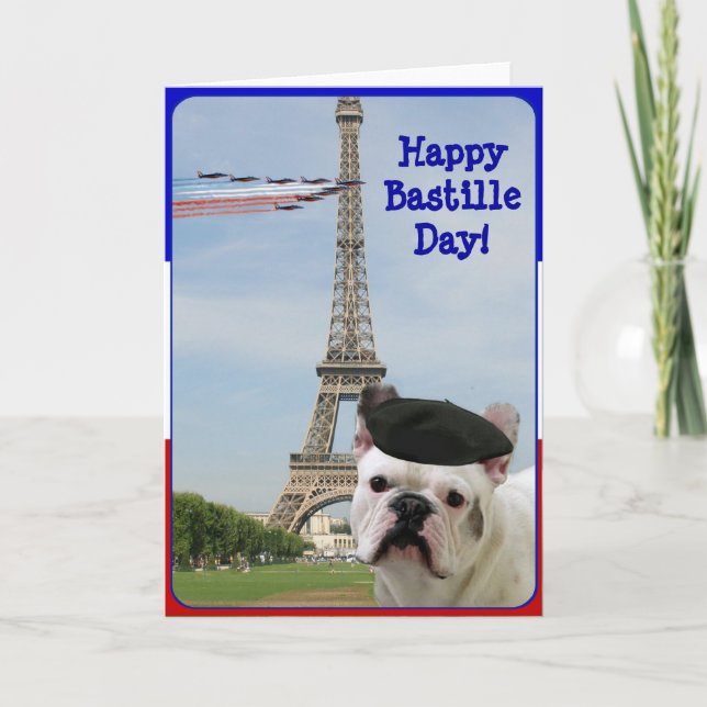 Happy Bastille Day French Bulldog greeting card (Front)