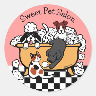 Happy Bath Time Black Labrador and Dog Friends Classic Round Sticker