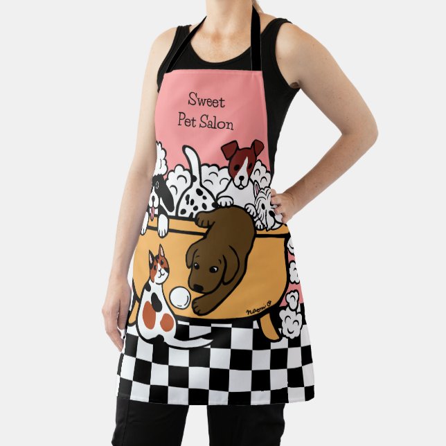 Happy Bath Time Chocolate Labrador Apron (Insitu)