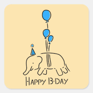 Happy bday Elephant Square Sticker