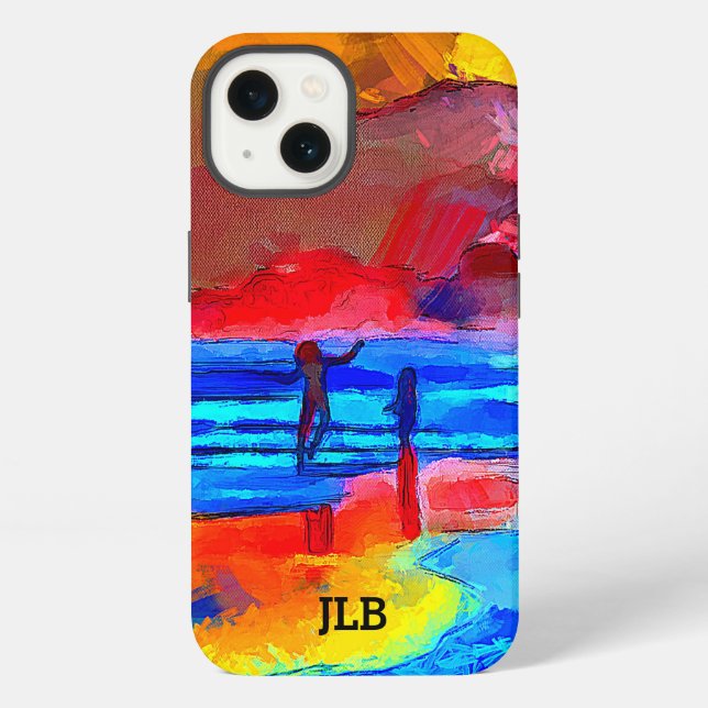 Happy Beach Dancer Primary Colours iPhone Case (Back)