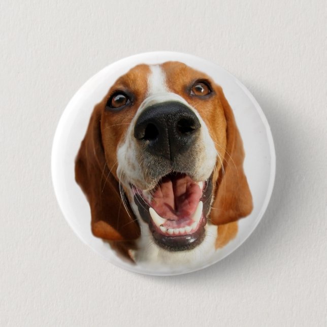 Happy Beagle Pinback Button (Front)