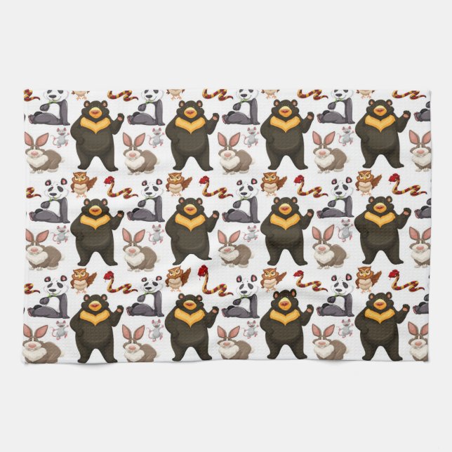Happy Bear And Friends Kitchen Towel (Horizontal)