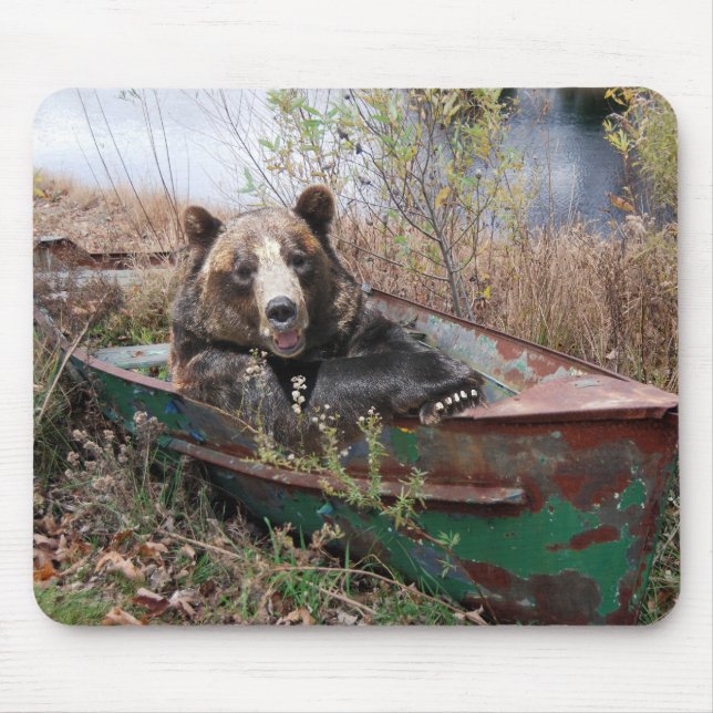 Happy Bear In a Rusty Rowboat Mouse Pad (Front)