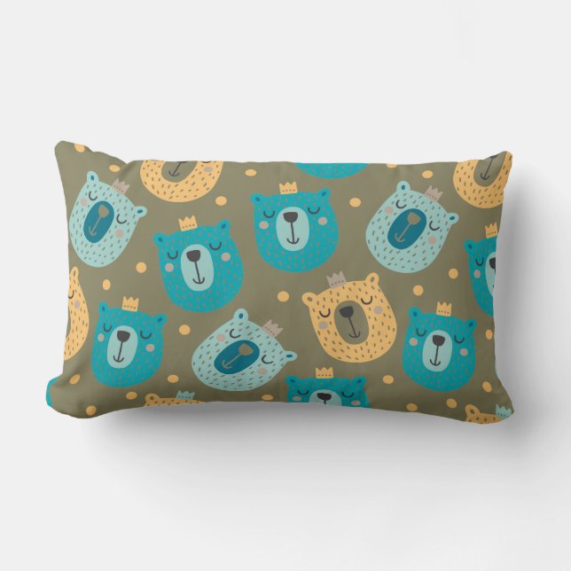 Happy Bear Kings Lumbar Pillow (Front)