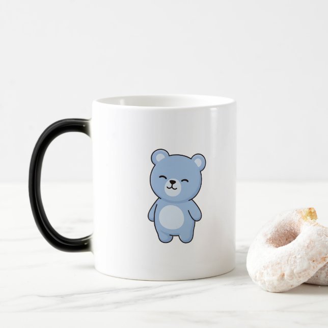 Happy Bear Minimal Kawaii Style Magic Mug (With Donut)