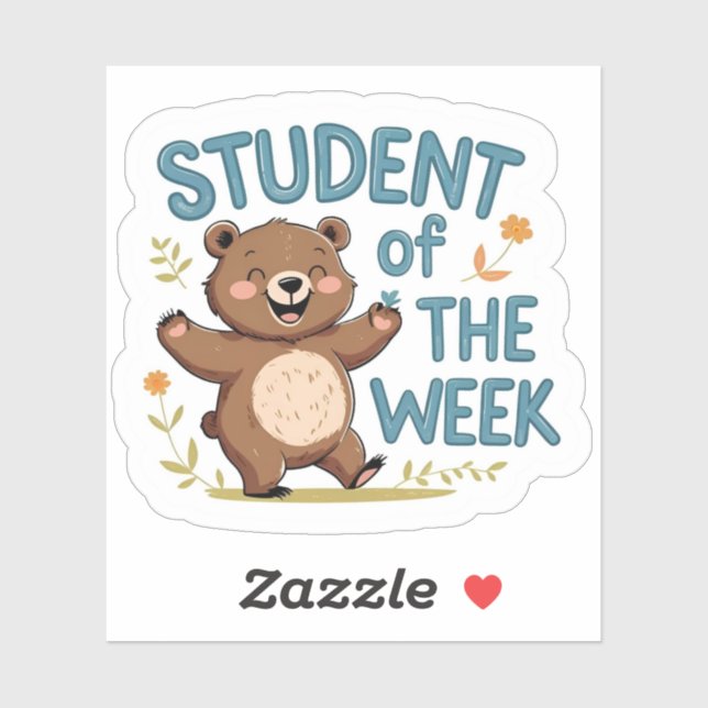 Happy Bear "Student of the Week" Reward Sticker  (Sheet)