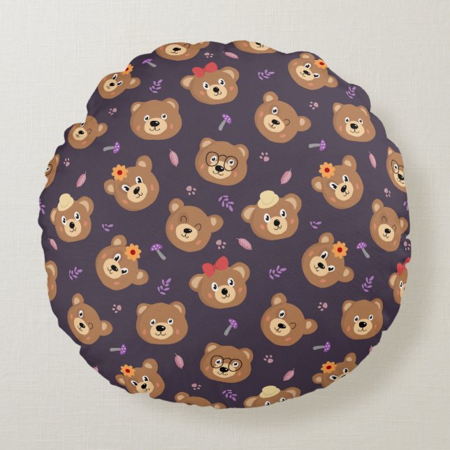 Happy Bears Round Pillow (Front)