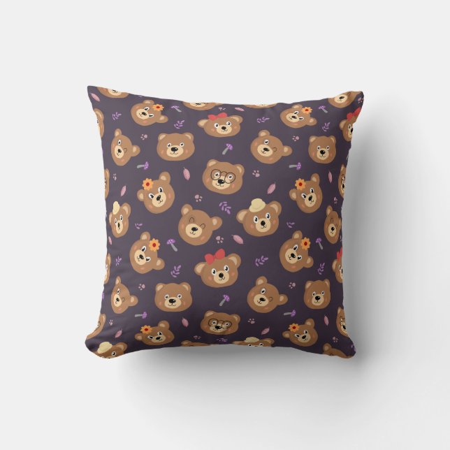 Happy Bears Throw Pillow (Front)