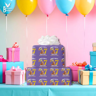 HAPPY BEARTHDAY 7th Birthday Teddy Bear Wrapping Paper