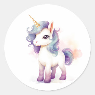Happy Beautiful Majestic Unicorn  Classic Round Sticker