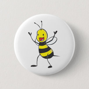 Happy Bee 2 Inch Round Button