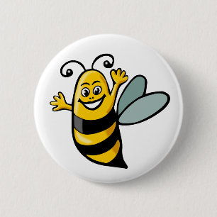 Happy Bee 2 Inch Round Button