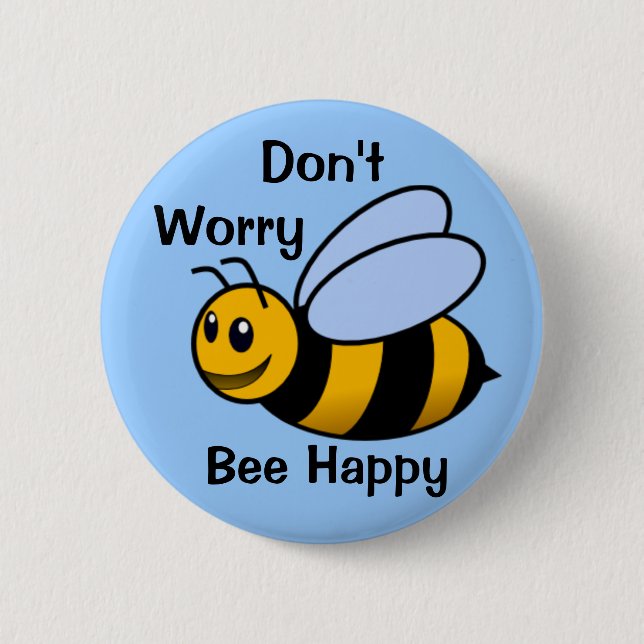 Happy Bee 2 Inch Round Button (Front)