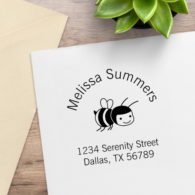 Happy Bee Address Rubber Stamp (Creator Uploaded)