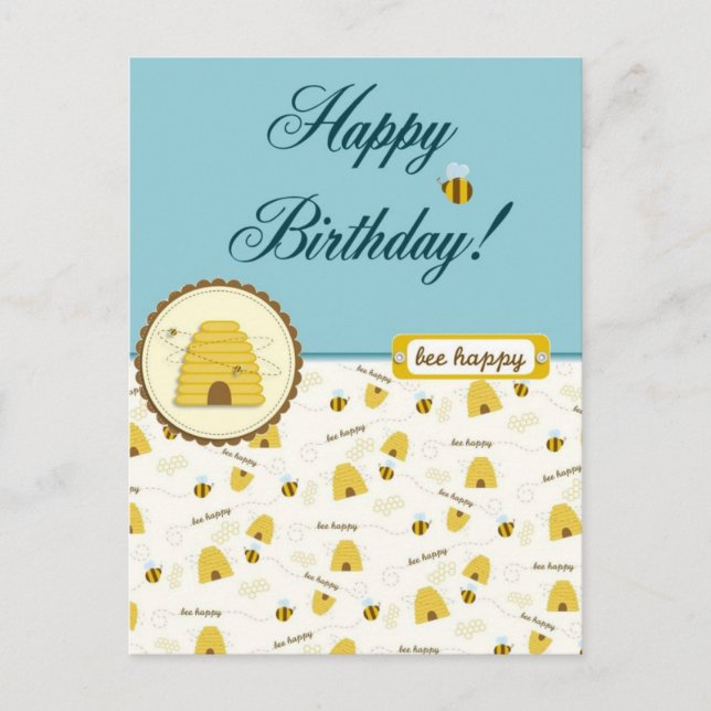 Happy Bee Birthday! Postcard (Front)