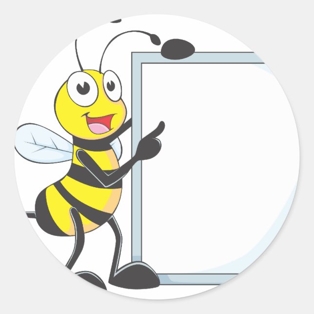 Happy Bee Classic Round Sticker (Front)