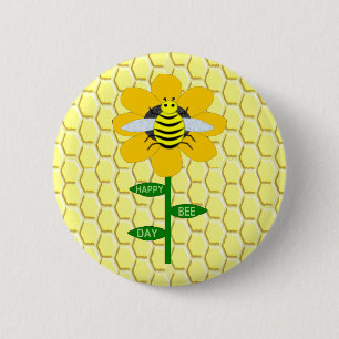Happy Bee Day Birthday Bumblebee 2 Inch Round Button