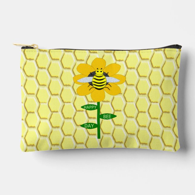 Happy Bee Day Birthday Bumblebee Accessory Pouch (Front)